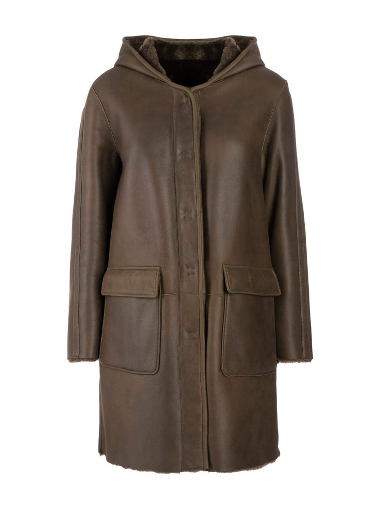 italian reversible hooded shearling parka jacket