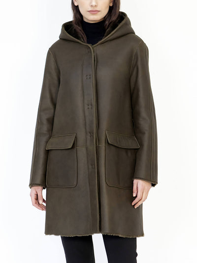 italian reversible hooded shearling jacket