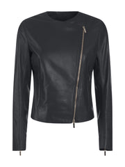 cross front leather jacket