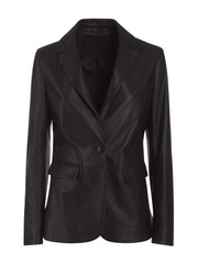 black leather blazer jacket for women