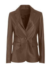 brown leather blazer jacket 