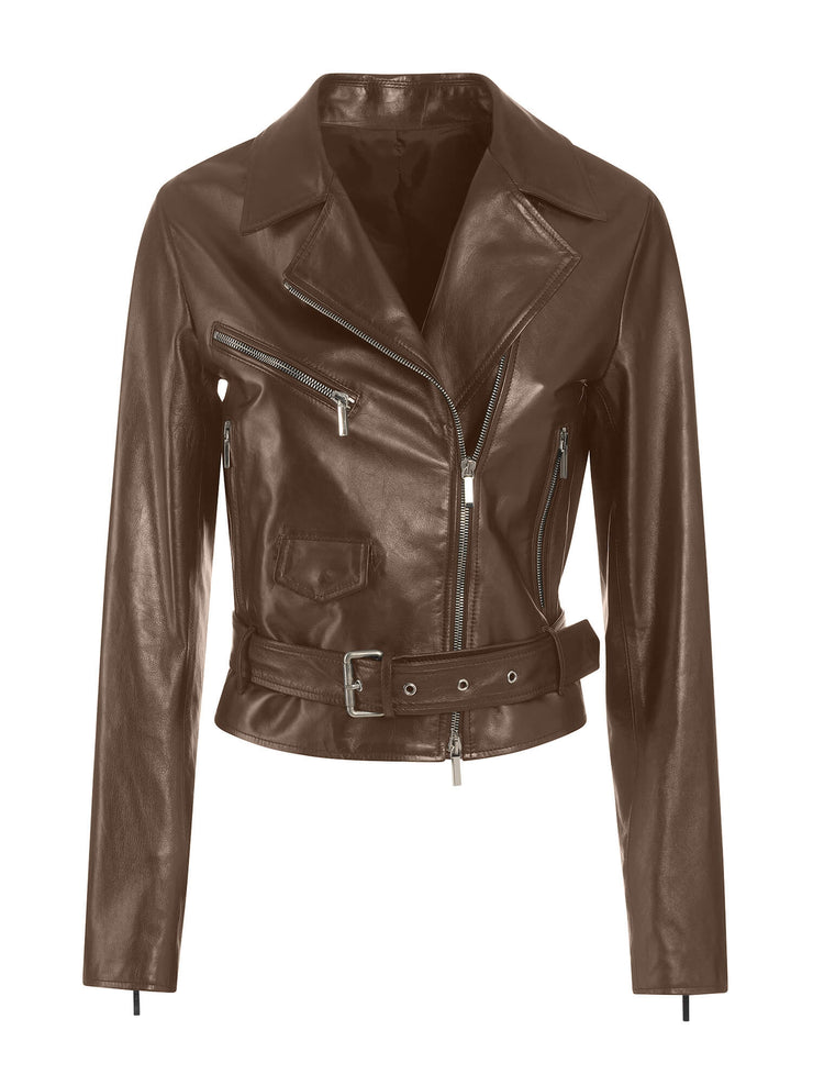 Mia Italian Lambskin Leather Moto Jacket