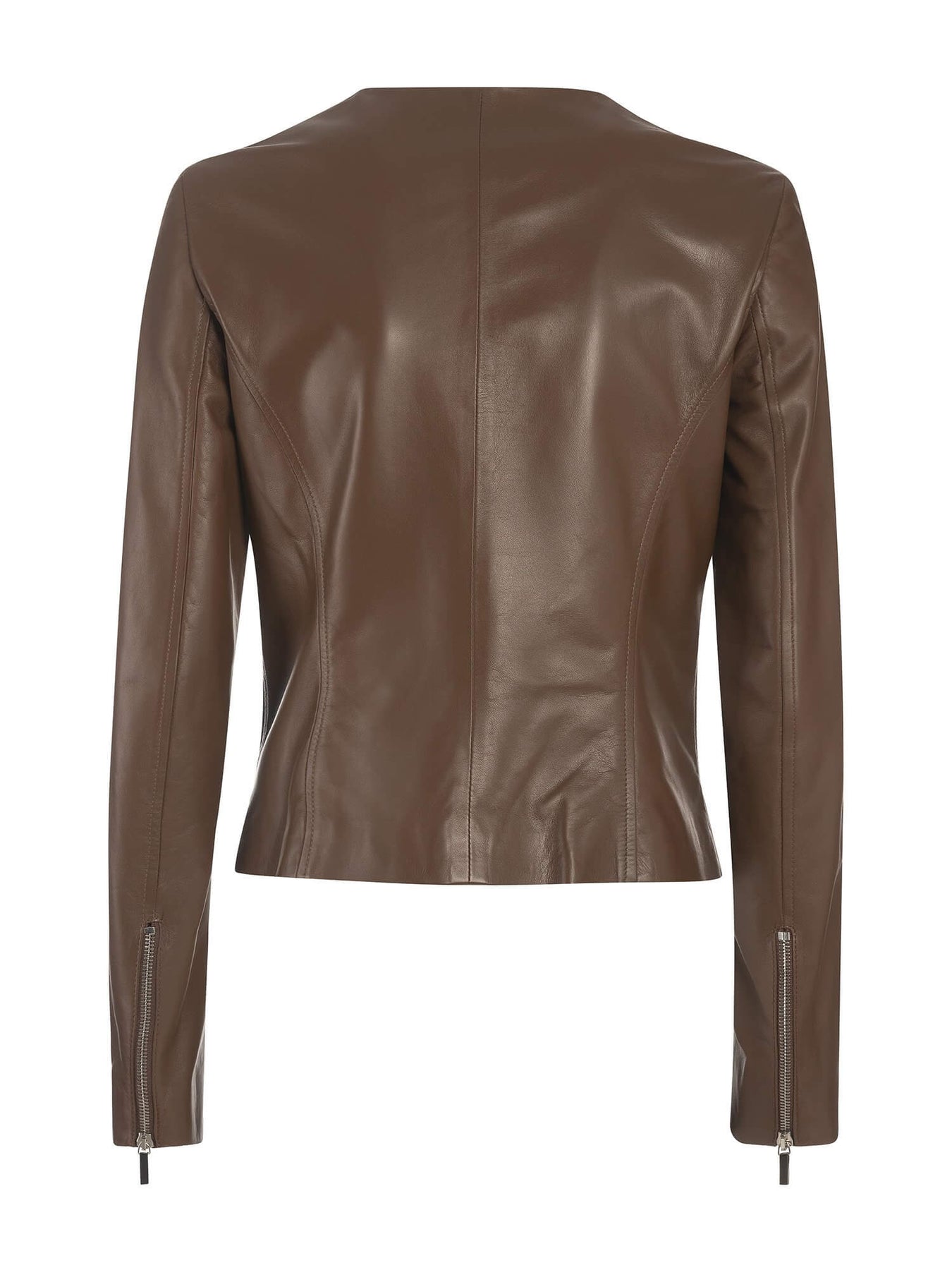 Sofia Italian Collarless Leather Jacket | Tuscan Tailor