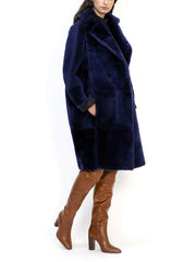 italian oversized genuine shearling coat for women