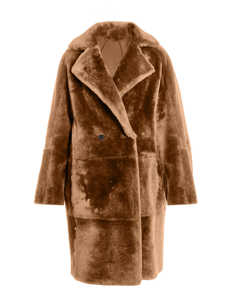 italian ovesized genuine shearling coat for women
