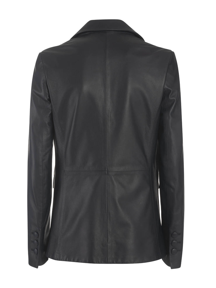 black leather blazer jacket for women