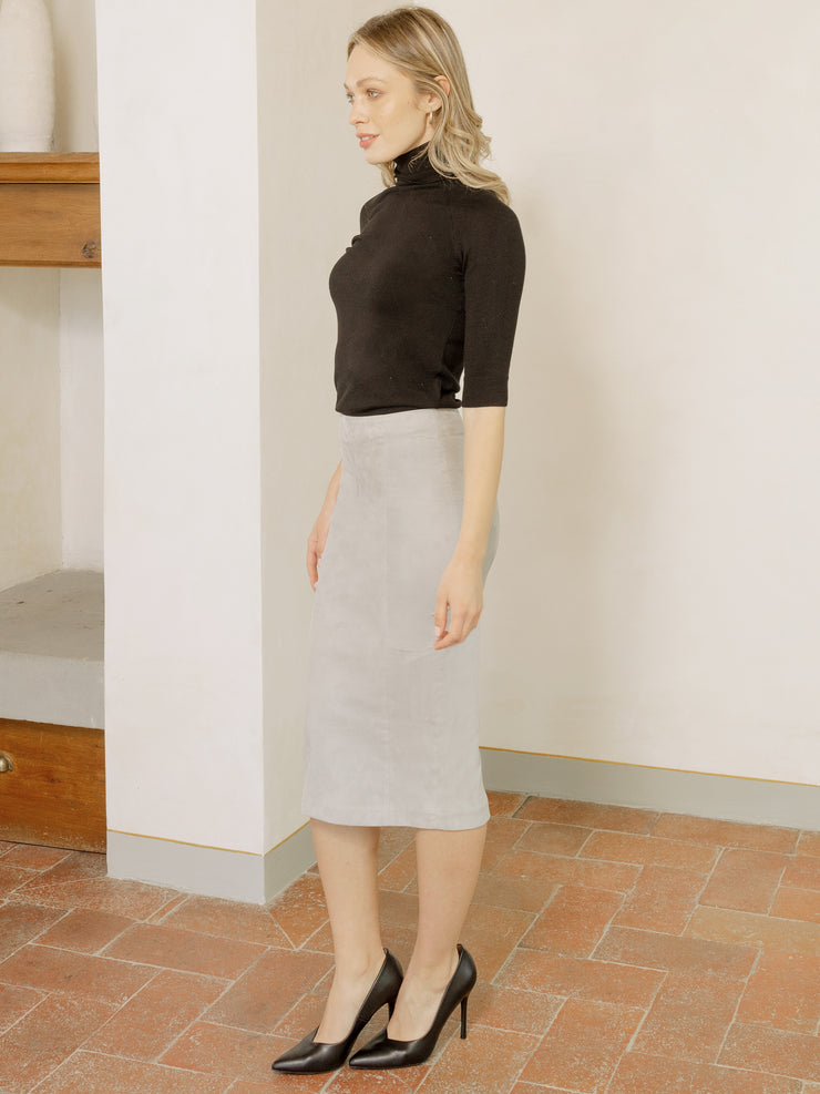 italian Stretch real leather suede pencil skirt