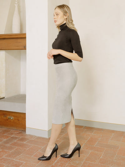 italian real leather suede pencil skirt