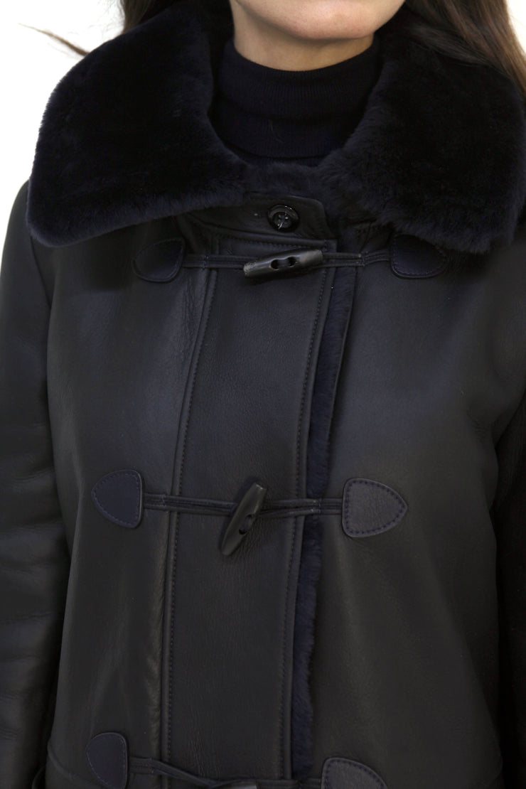 italian leather shearling coat for women