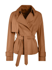 real tan belted leather jacket 
