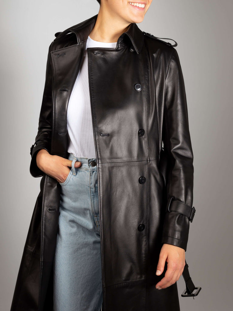 Sandra Genuine Italian Leather Trench Coat | Tuscan Tailor