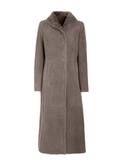 dark grey italian long real shearling coat for women