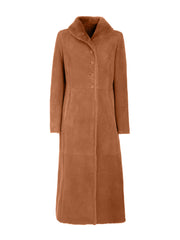 pecan italian long real shearling coat for women