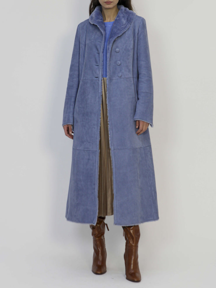 italian long shearling coat for women