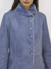 italian long real shearling coat for women