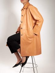 italian real leather car coat for women