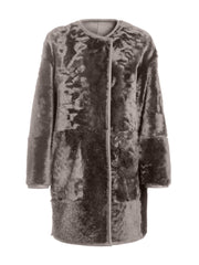dark grey reversible italian shearling coat for women