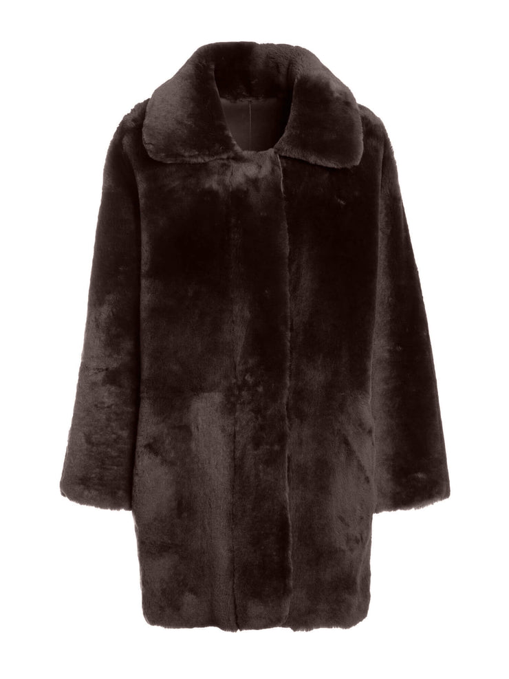 brown reversible italian shearling coat for women