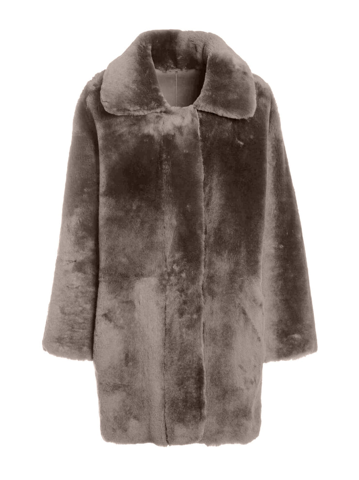 dark grey reversible italian shearling coat for women