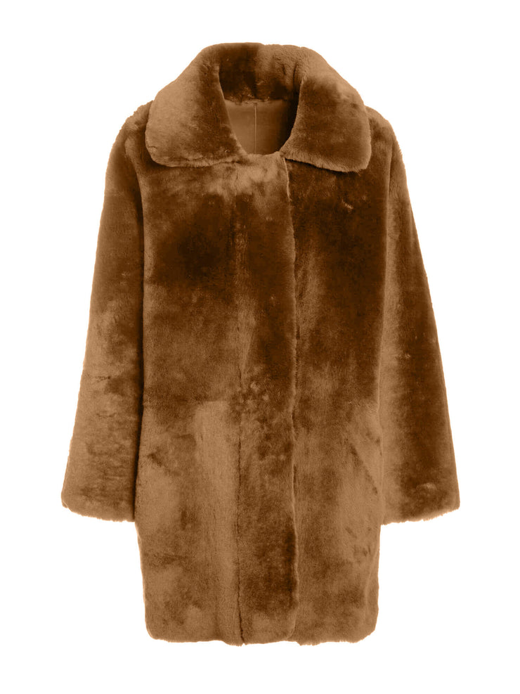 sand reversible italian shearling coat for women
