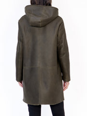 italian reversible hooded shearling parka jacket