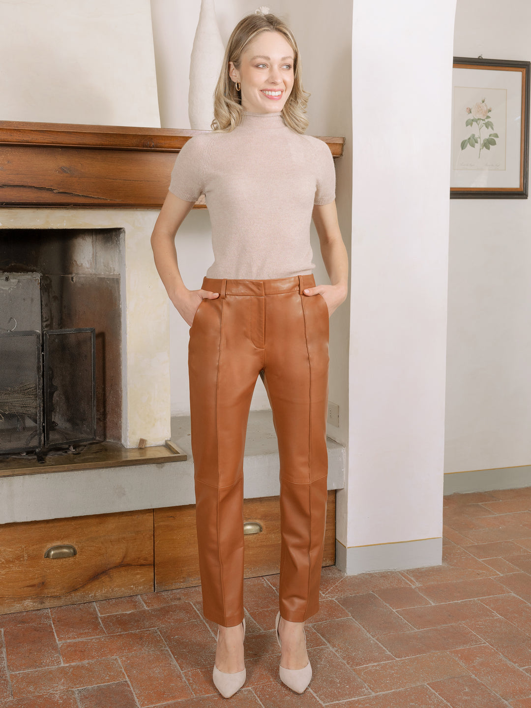 Elle Stretch Straight Leg Leather Pant | TuscanTailor Elle Stretch Straight Leg Leather Pant | TuscanTailor
