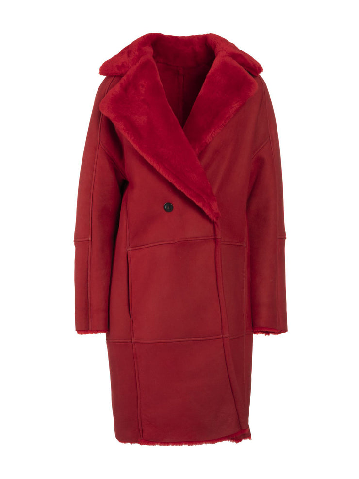 italian real suede shearling coat for women