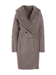 dark grey italian real suede shearling coat for women