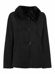 black suede shearling jacket for womens