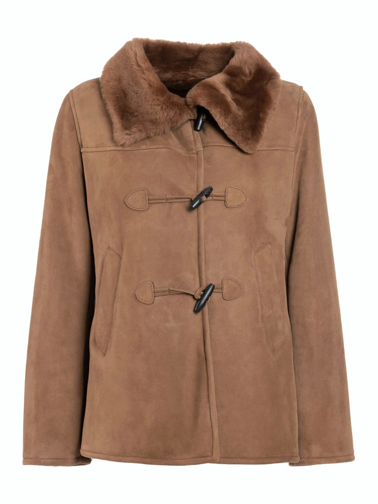 italian real suede shearling jacket for womens