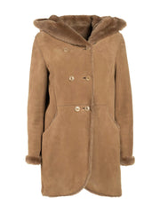italian real Suede Shearling hooded Jacket for women