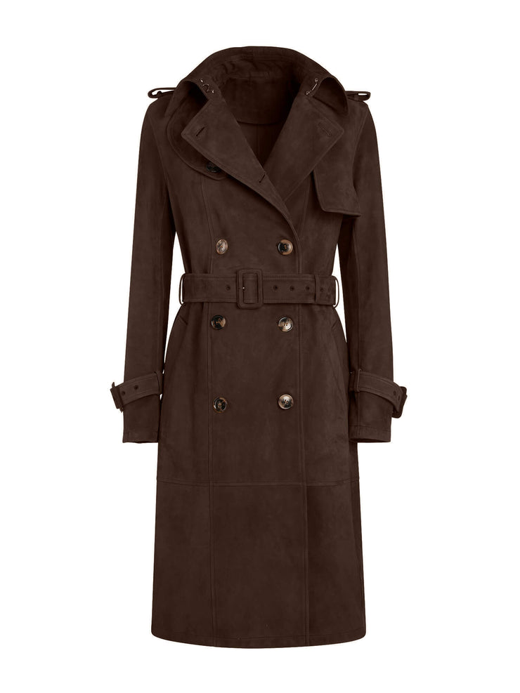 italian brown suede trench coat