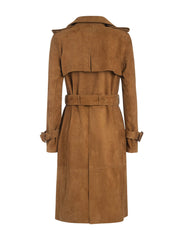 suede leather trench coat for women