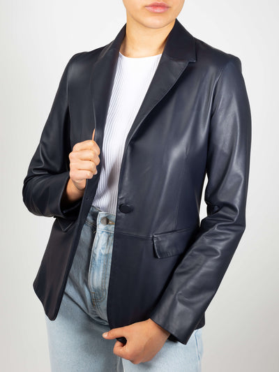 women real leather blazer jacket