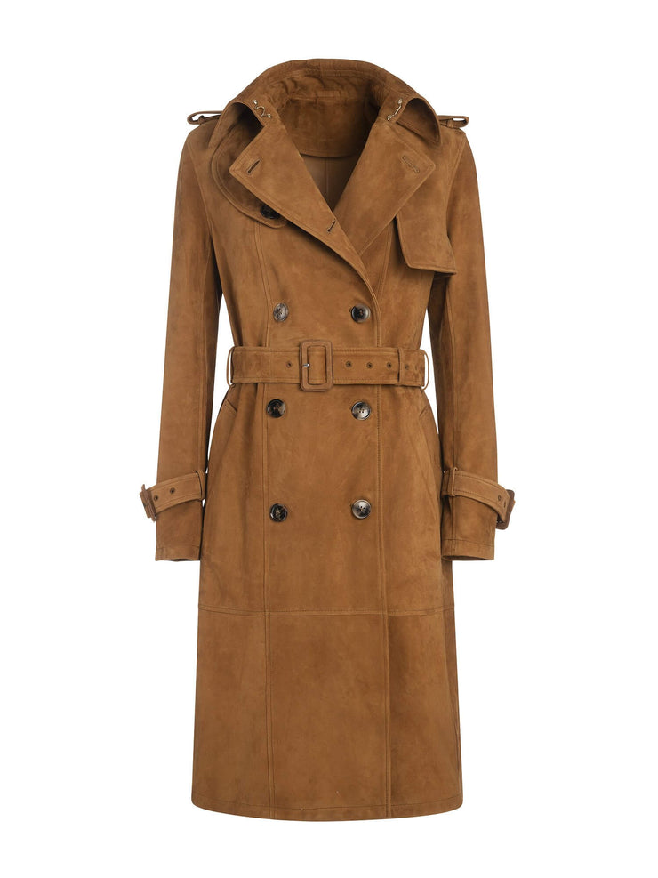 suede leather trench coat